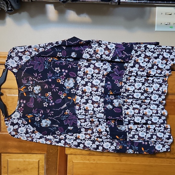 NWOT Free People Isabelle Purple Multi Floral V-Neck Tunic - Picture 6 of 8